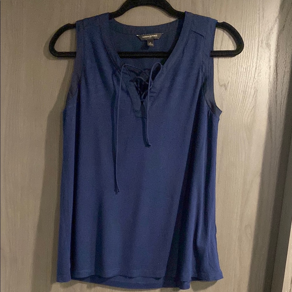 Banana Republic Navy Lace-Up Tank Top